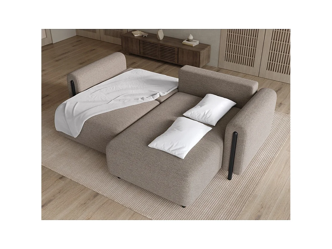 Canapé d'angle convertible ARVESSA marron clair chenille – Angle droit