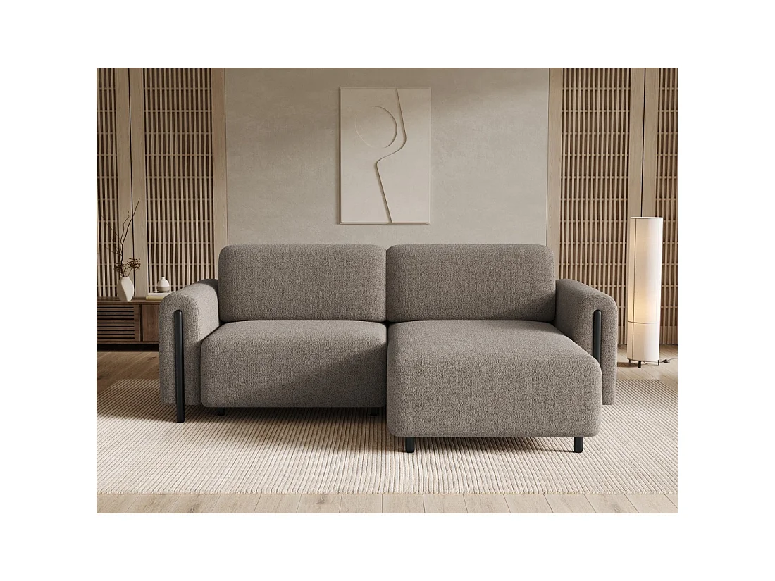 Canapé d'angle convertible ARVESSA marron clair chenille – Angle droit