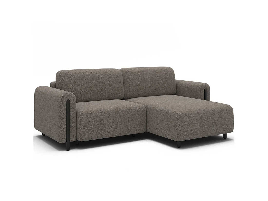 Canapé d'angle convertible ARVESSA marron clair chenille – Angle droit