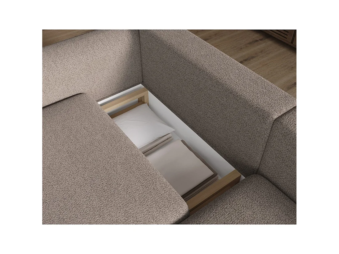 Canapé d'angle convertible ARVESSA marron clair chenille – Angle droit