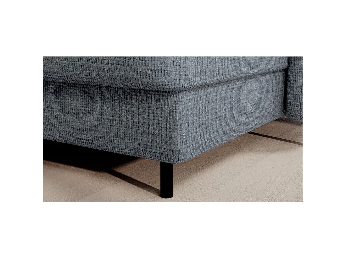 Canapé d'angle convertible BERTHO 306 cm bleu gris effet chiné – Angle droit avec coffre