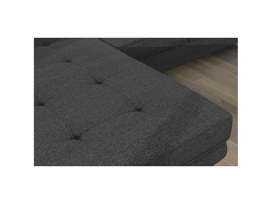 Canapé d'angle convertible AMANDA gris foncé chenille tissée avec coffre