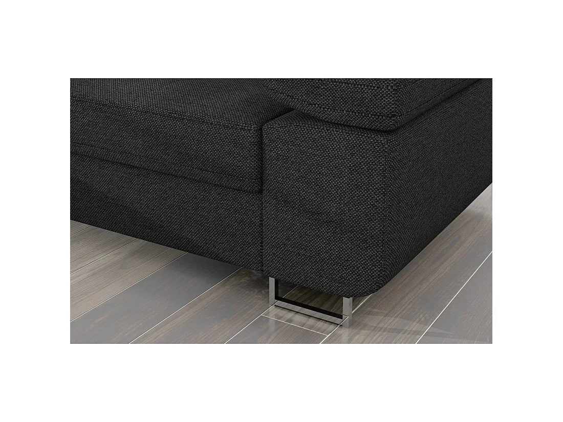 Canapé d'angle convertible AMANDA gris foncé chenille tissée avec coffre