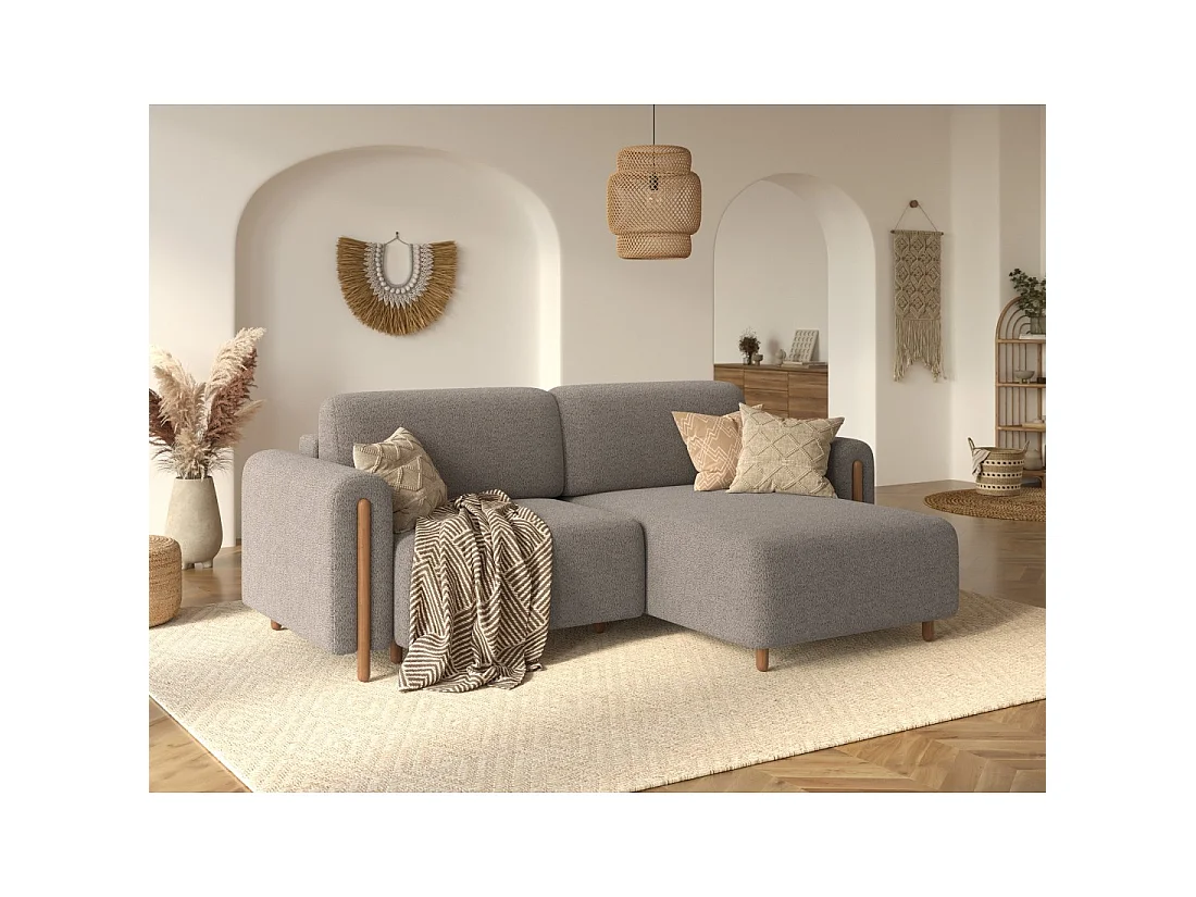 Canapé d'angle convertible ARVESSA marron clair chenille – Angle droit