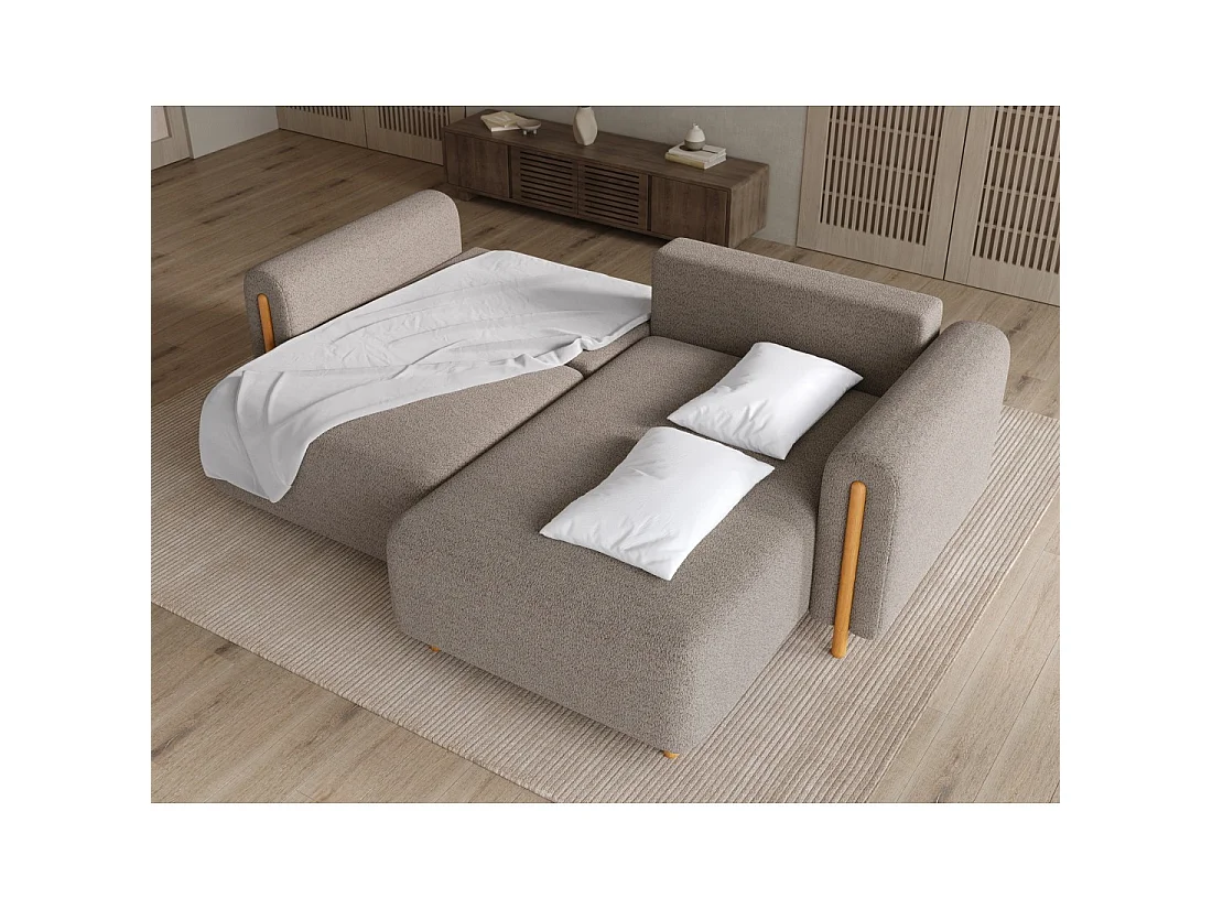 Canapé d'angle convertible ARVESSA marron clair chenille – Angle droit