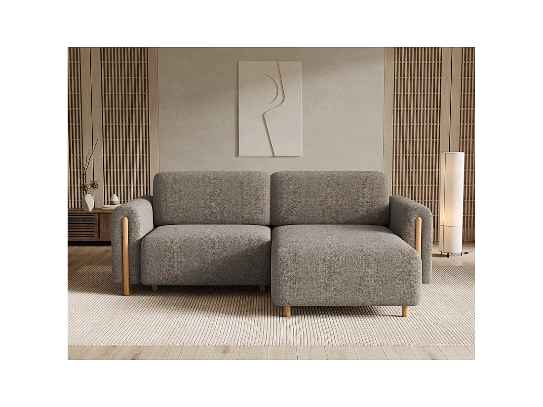 Canapé d'angle convertible ARVESSA marron clair chenille – Angle droit