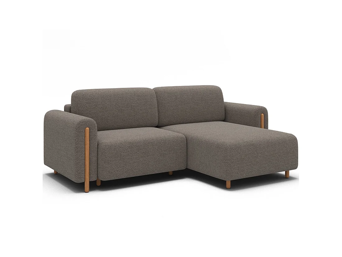 Canapé d'angle convertible ARVESSA marron clair chenille – Angle droit
