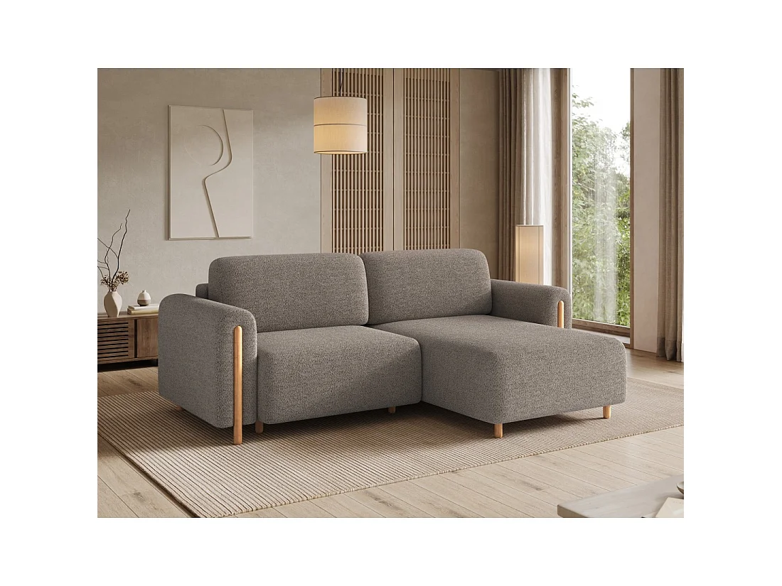 Canapé d'angle convertible ARVESSA marron clair chenille – Angle droit