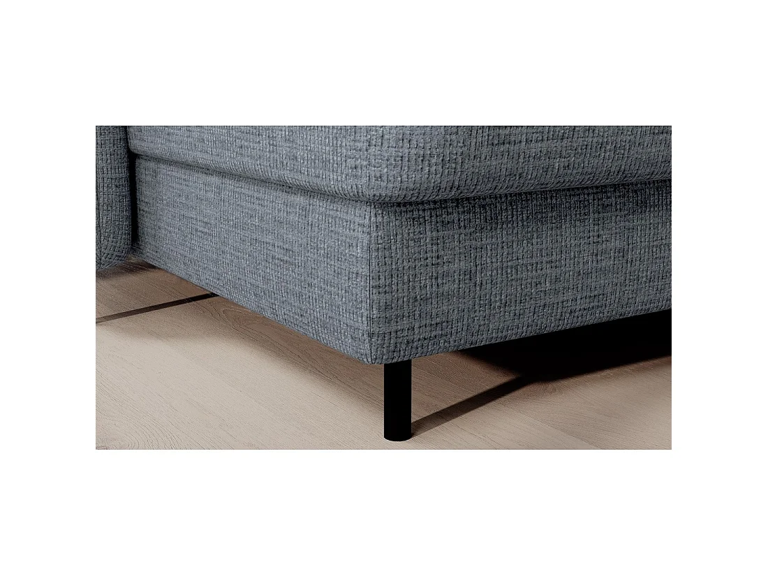 Canapé d'angle convertible BERTHO 306 cm bleu gris – Angle gauche avec coffre