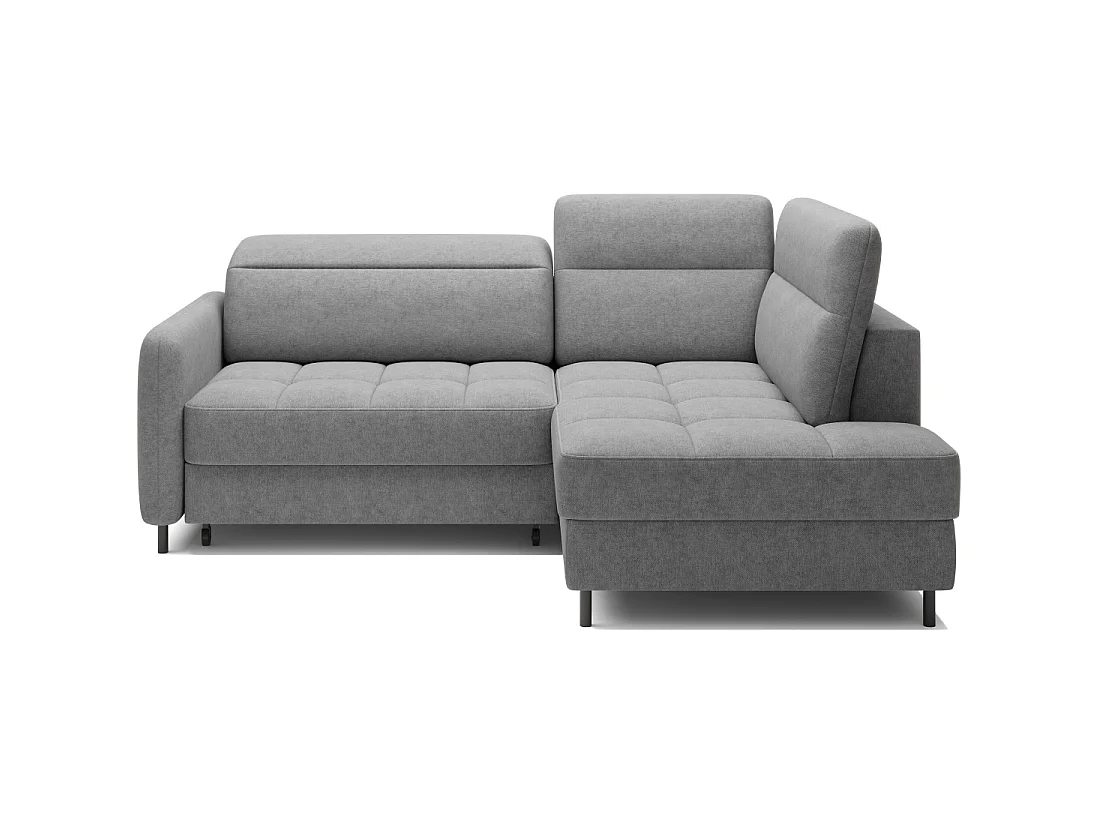 Canapé d'angle droit convertible BARNEA 208 cm gris clair avec rangement