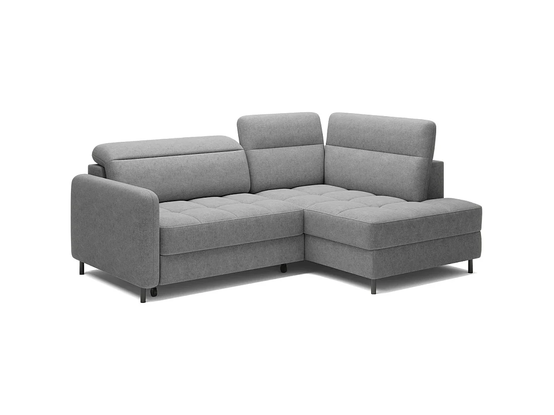 Canapé d'angle droit convertible BARNEA 208 cm gris clair avec rangement