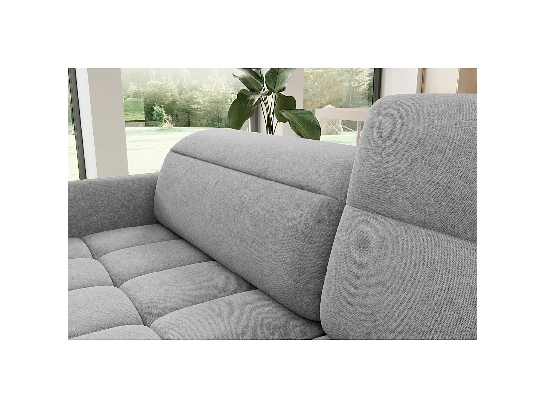Canapé d'angle droit convertible BARNEA 208 cm gris clair avec rangement