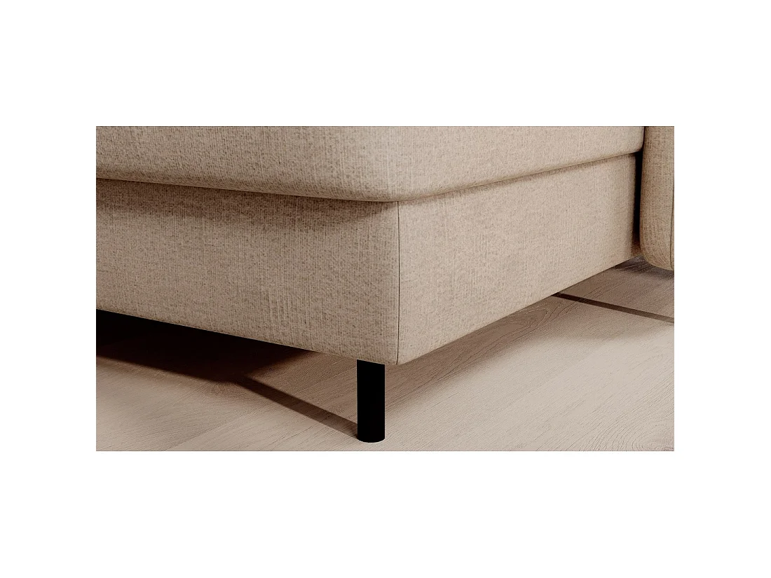 Canapé d'angle convertible BERTHO 306 cm beige crème chenillé – Angle droit avec coffre