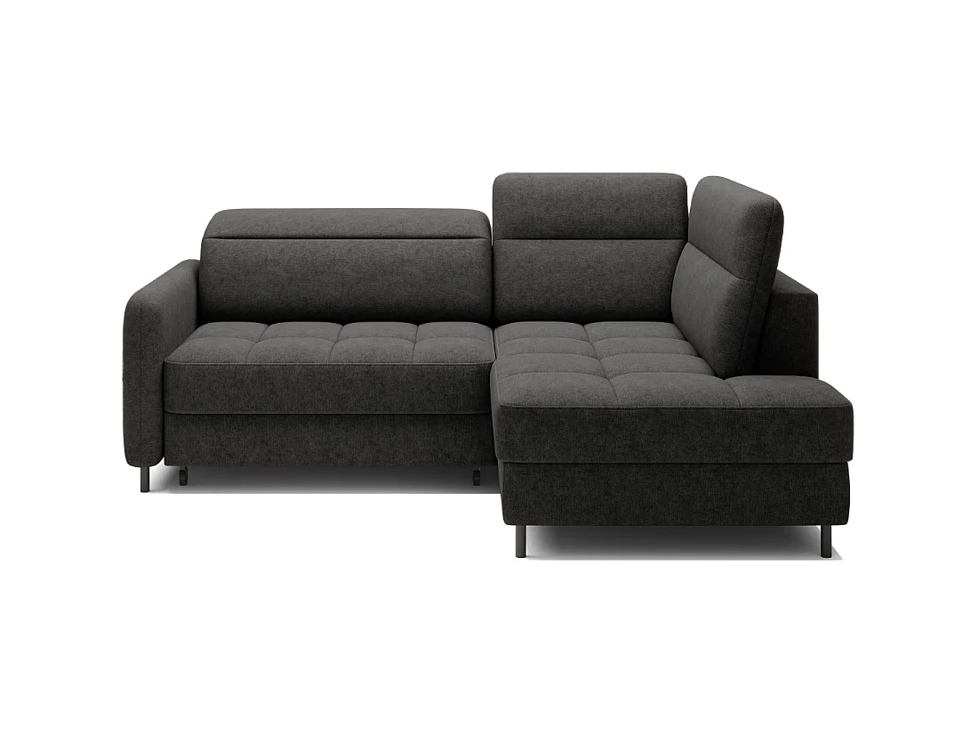 Canapé d'angle droit convertible BARNEA 208 cm gris foncé en tissu chenille avec rangement