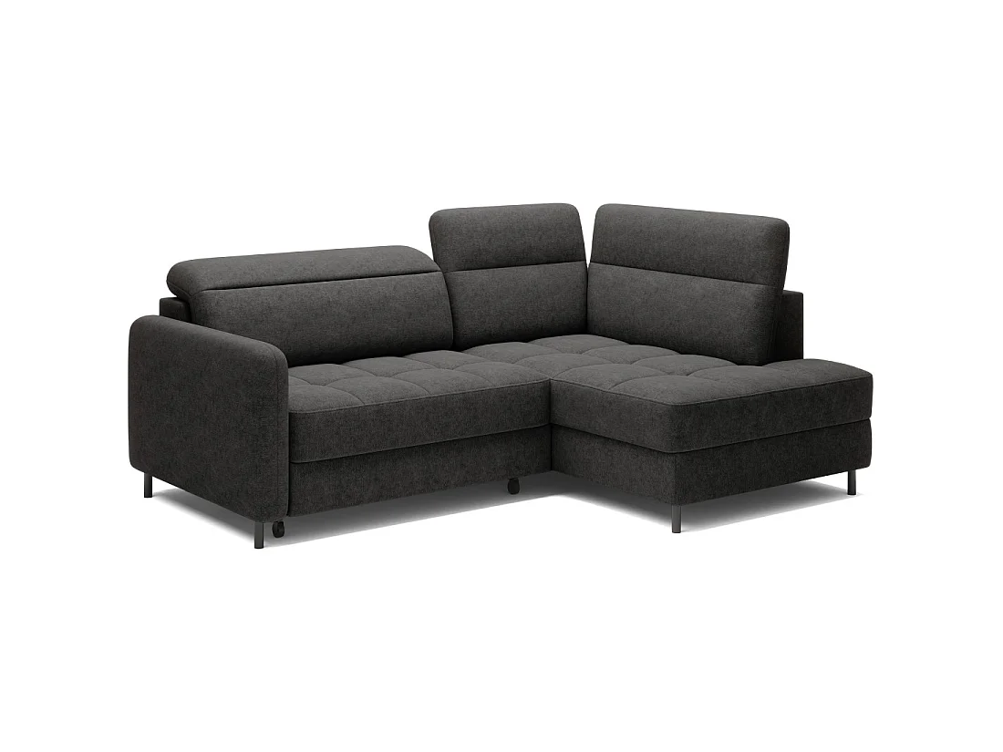 Canapé d'angle droit convertible BARNEA 208 cm gris foncé en tissu chenille avec rangement
