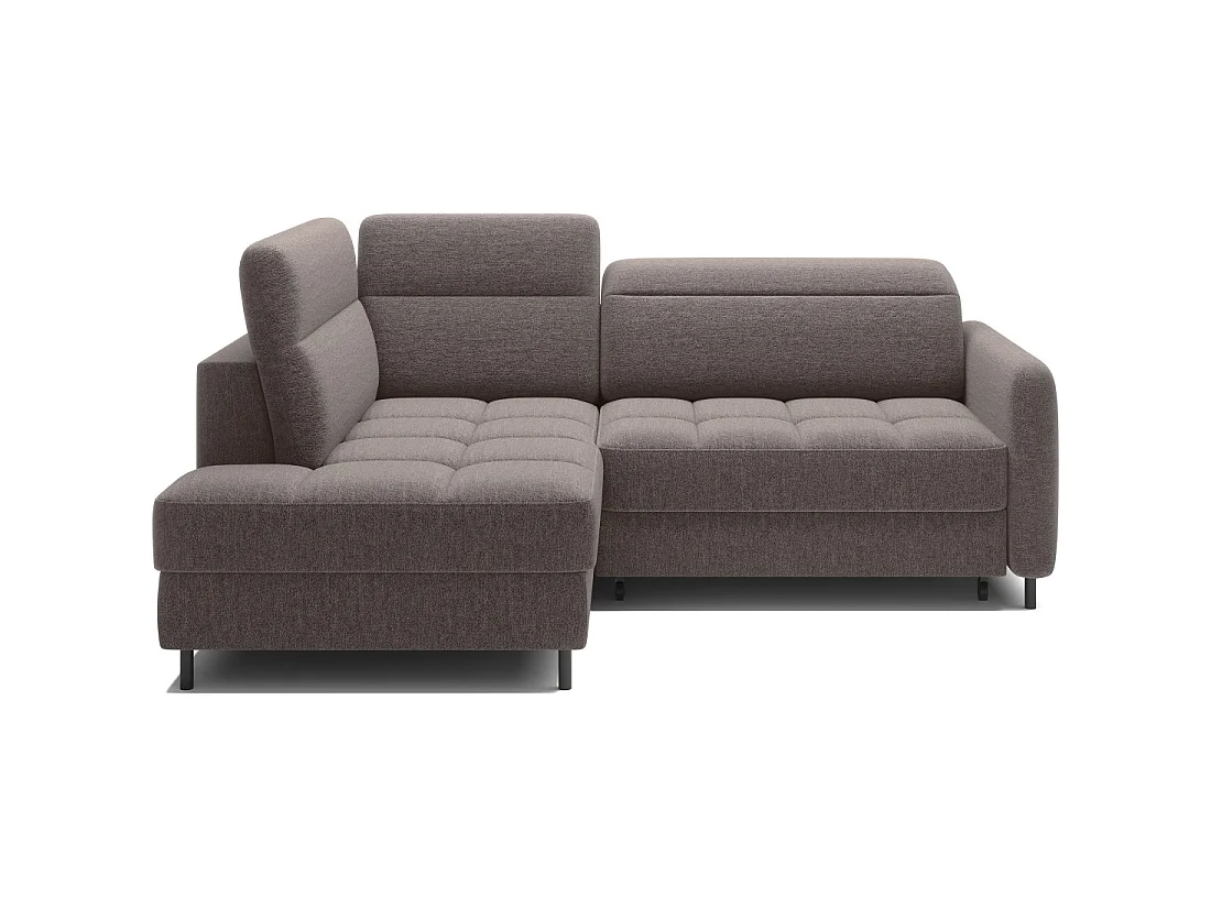Canapé d'angle gauche convertible BARNEA 208 cm marron avec rangement