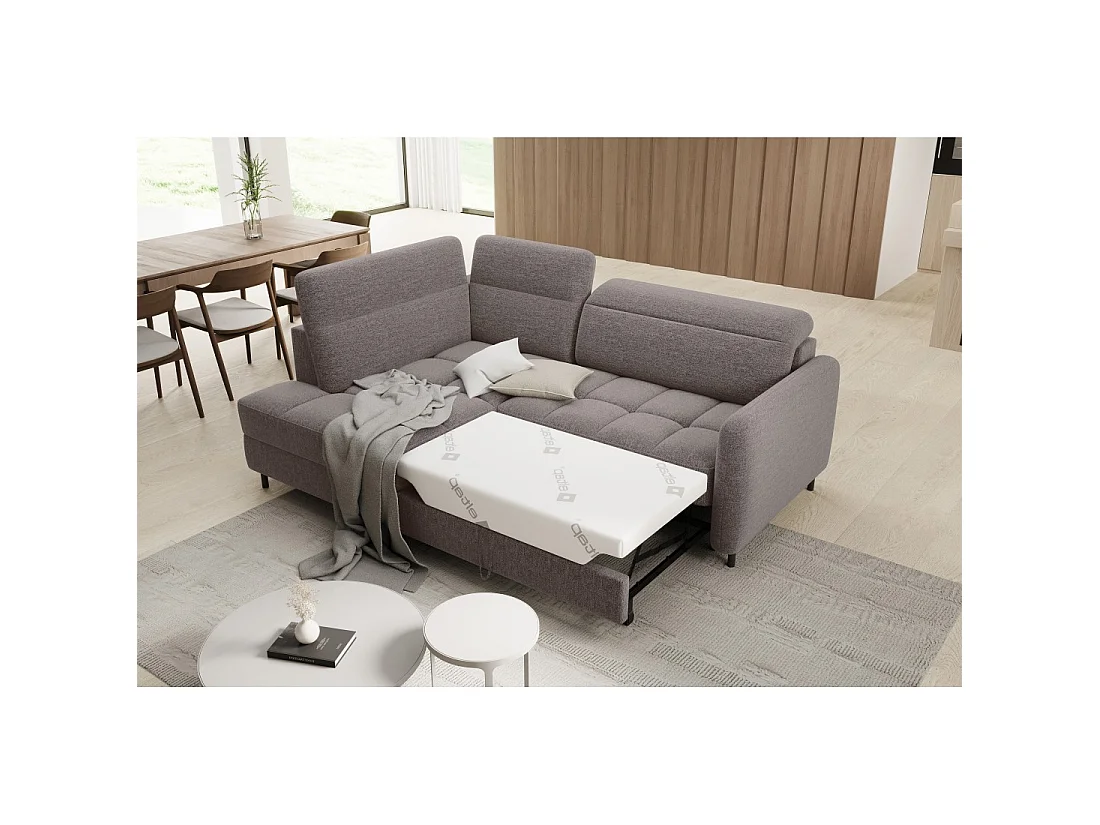 Canapé d'angle gauche convertible BARNEA 208 cm marron avec rangement