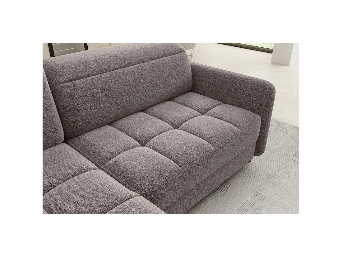 Canapé d'angle gauche convertible BARNEA 208 cm marron avec rangement