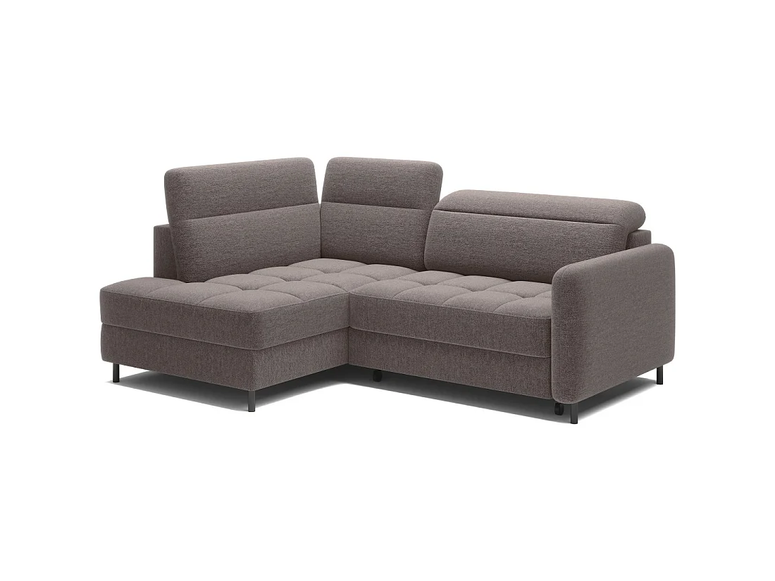 Canapé d'angle gauche convertible BARNEA 208 cm marron avec rangement