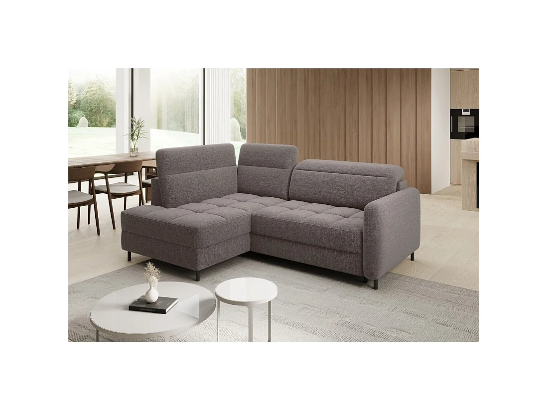 Canapé d'angle gauche convertible BARNEA 208 cm marron avec rangement