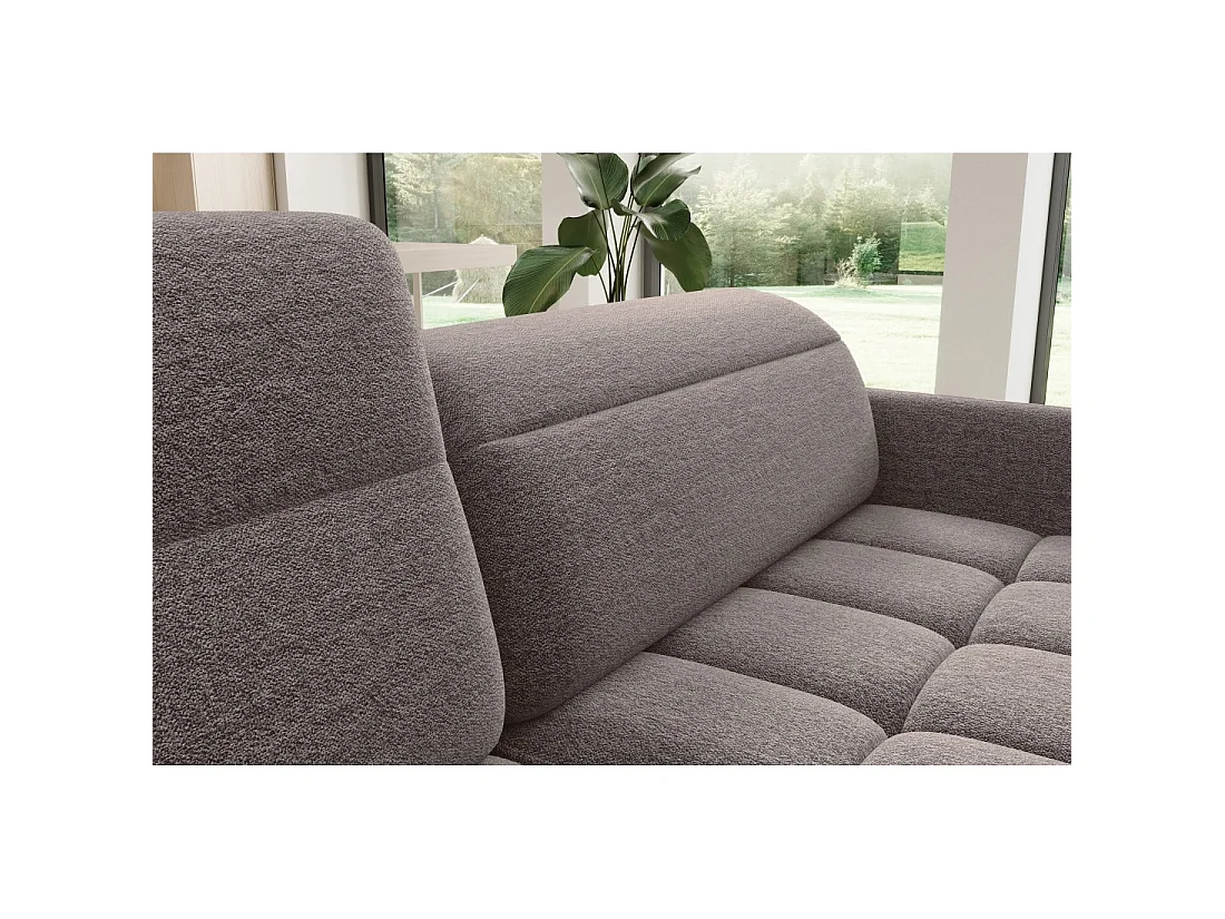 Canapé d'angle gauche convertible BARNEA 208 cm marron avec rangement