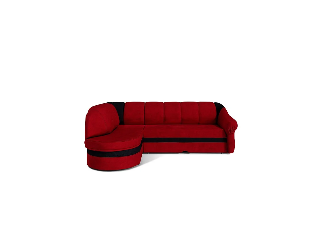 Canapé d'angle gauche convertible BENANA 250 cm rouge et noir avec coffre