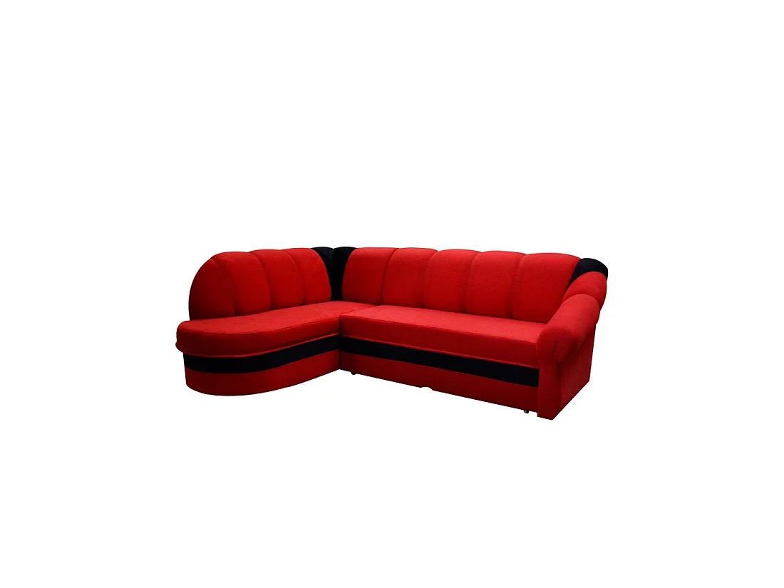 Canapé d'angle gauche convertible BENANA 250 cm rouge et noir avec coffre