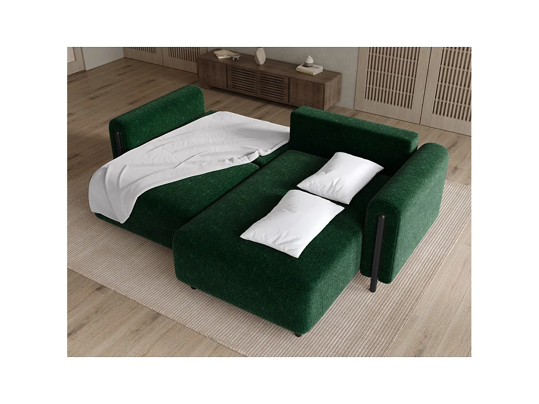 Canapé d'angle convertible ARVESSA vert émeraude chenille – Angle droit