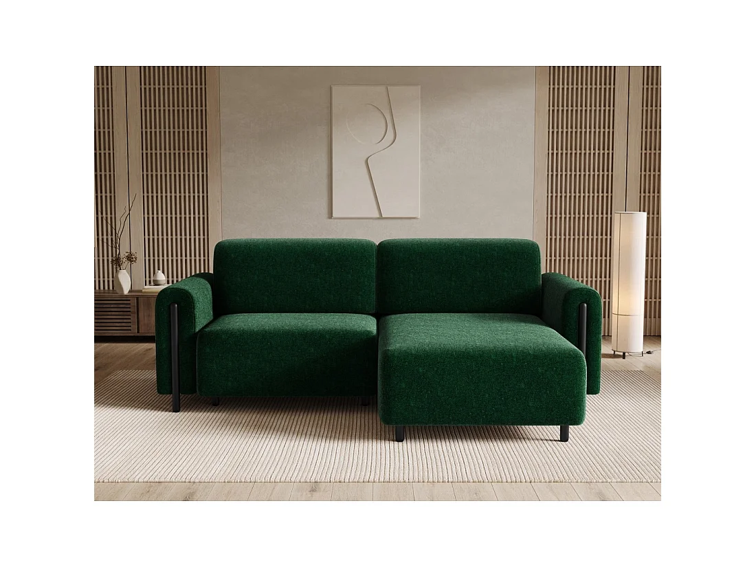 Canapé d'angle convertible ARVESSA vert émeraude chenille – Angle droit