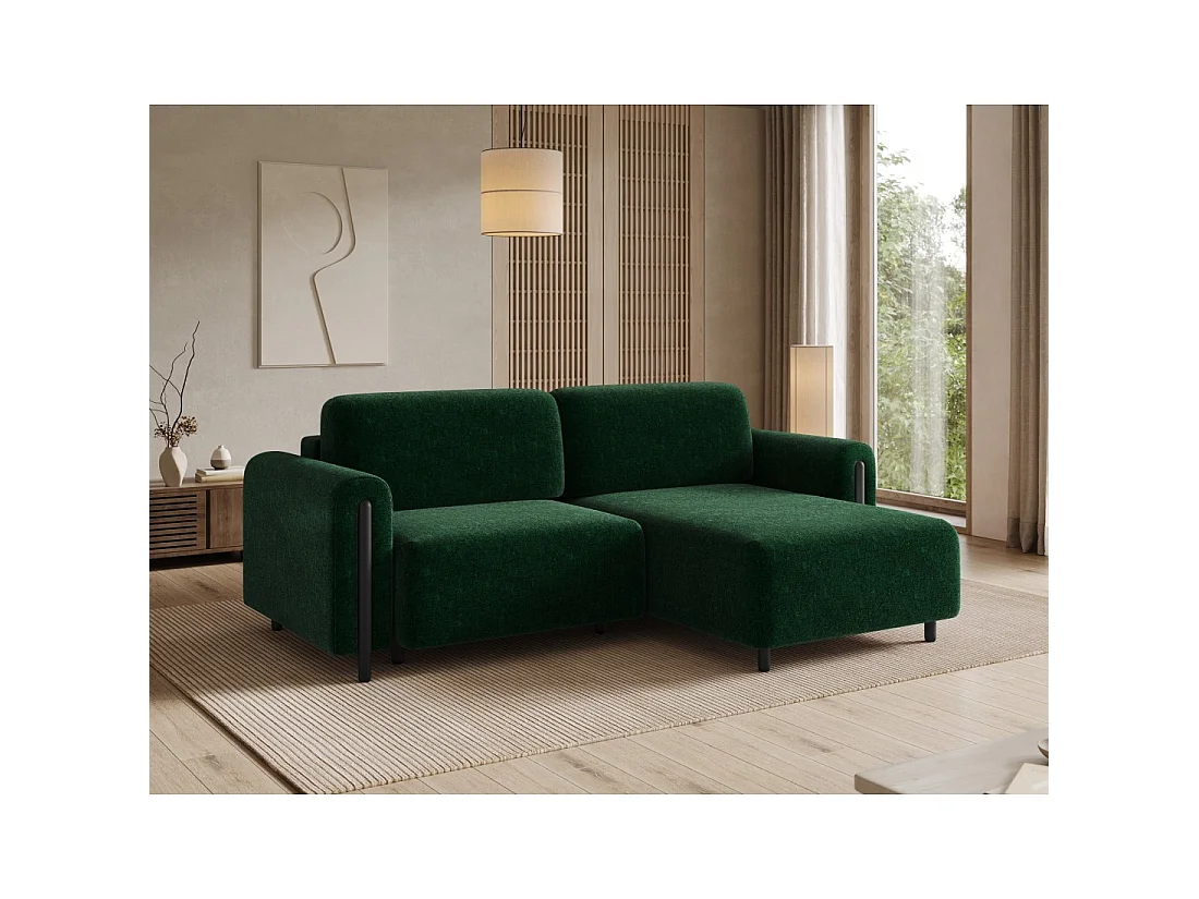Canapé d'angle convertible ARVESSA vert émeraude chenille – Angle droit