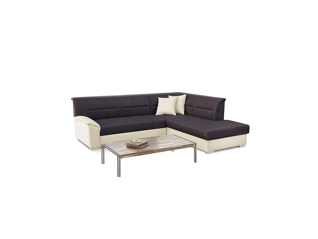 Canapé d'angle convertible TROMSO marron et beige – Angle droit avec coffre