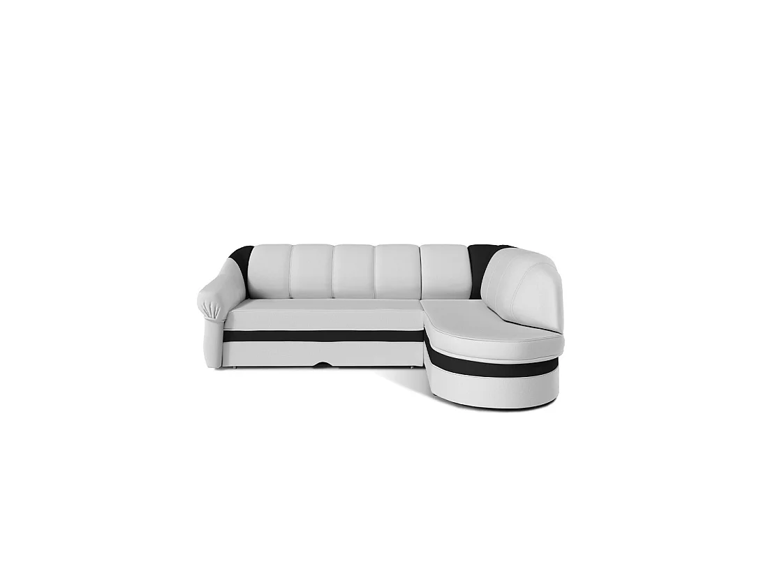 Canapé d'angle droit convertible BENANA 250 cm blanc et noir avec coffre