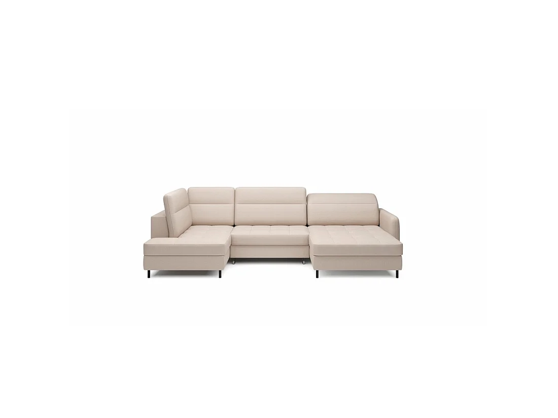 Canapé d'angle convertible BERTHO 306 cm beige – Angle droit avec coffre