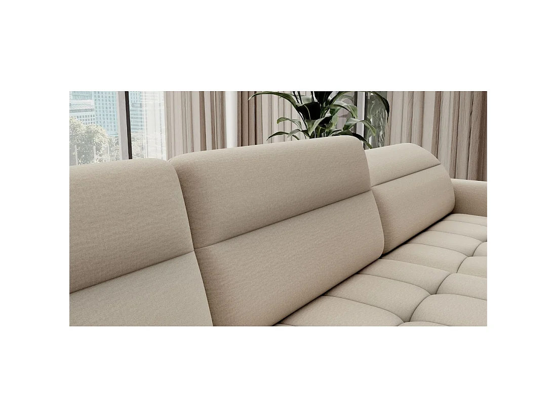 Canapé d'angle convertible BERTHO 306 cm beige – Angle droit avec coffre
