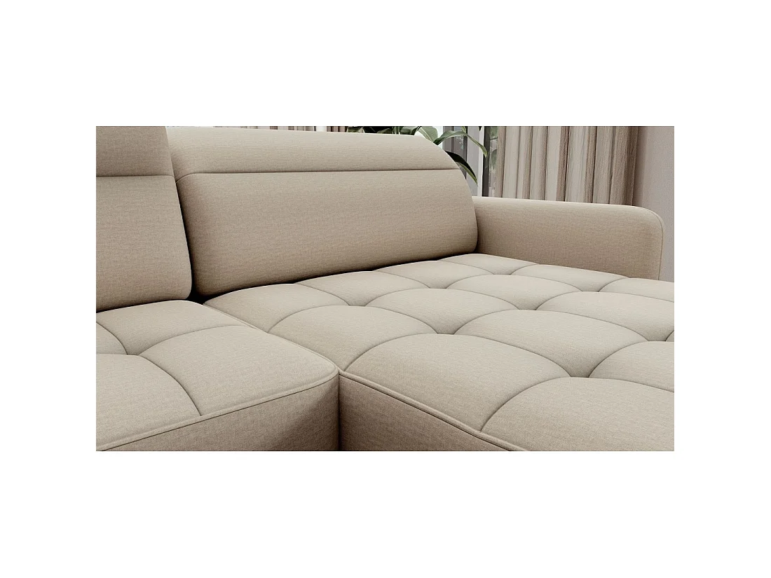 Canapé d'angle convertible BERTHO 306 cm beige – Angle droit avec coffre