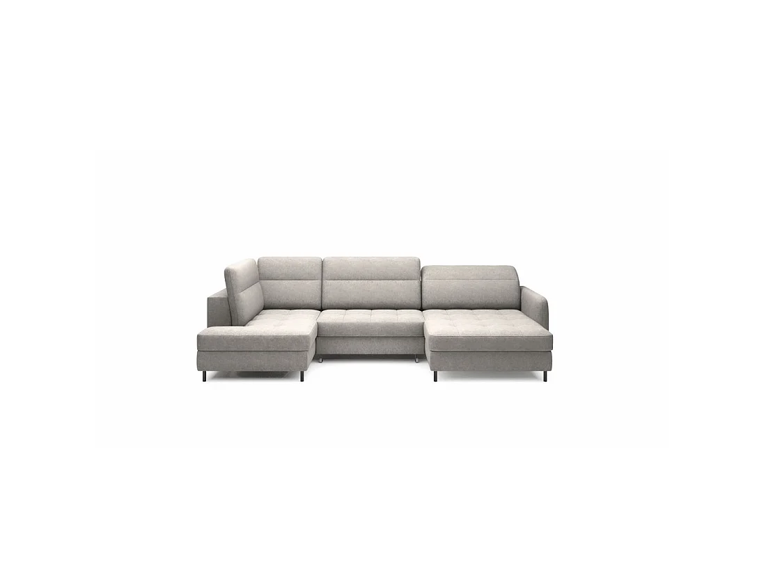 Canapé d'angle convertible BERTHO 306 cm gris clair – Angle droit avec coffre