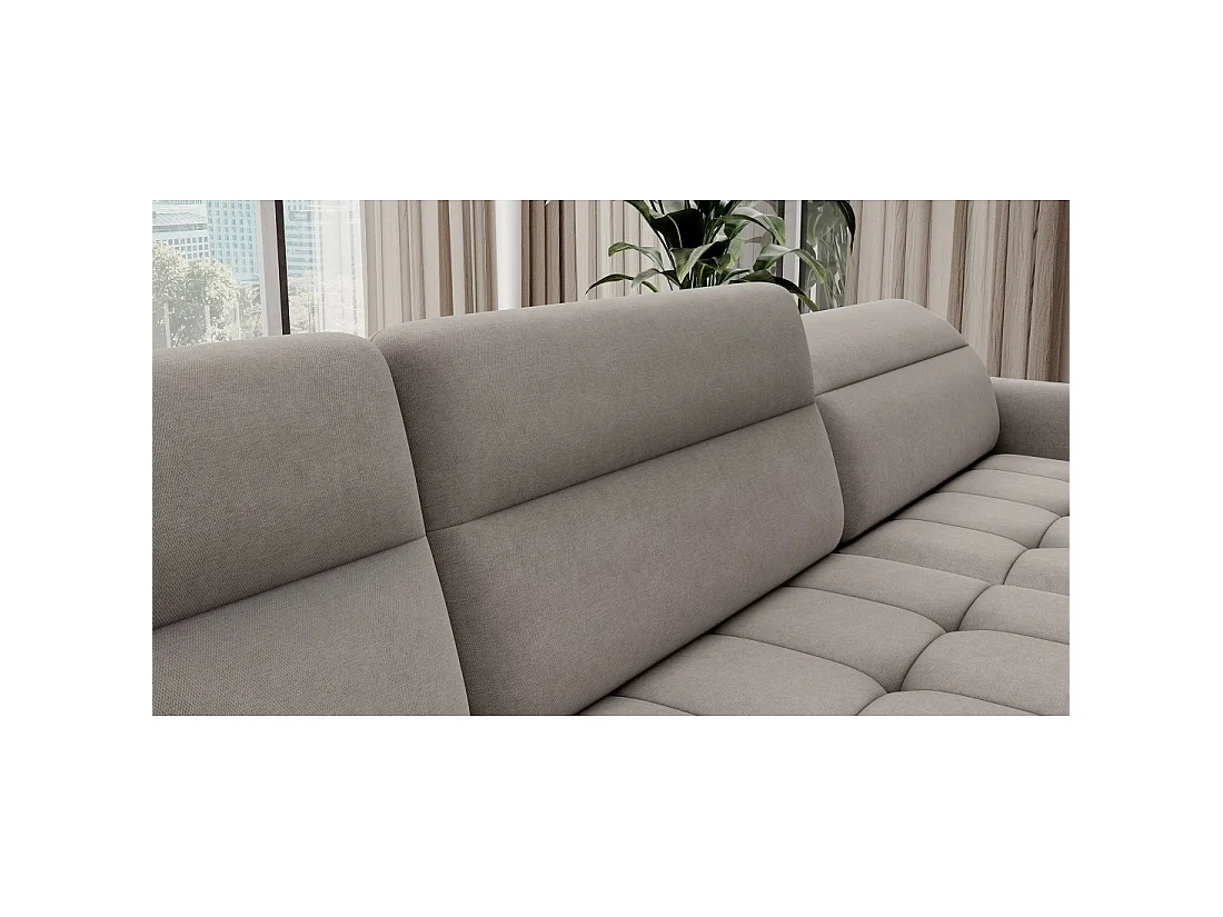 Canapé d'angle convertible BERTHO 306 cm gris clair – Angle droit avec coffre