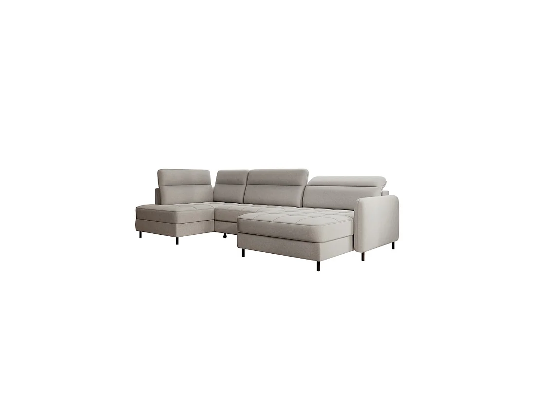Canapé d'angle convertible BERTHO 306 cm gris clair – Angle droit avec coffre