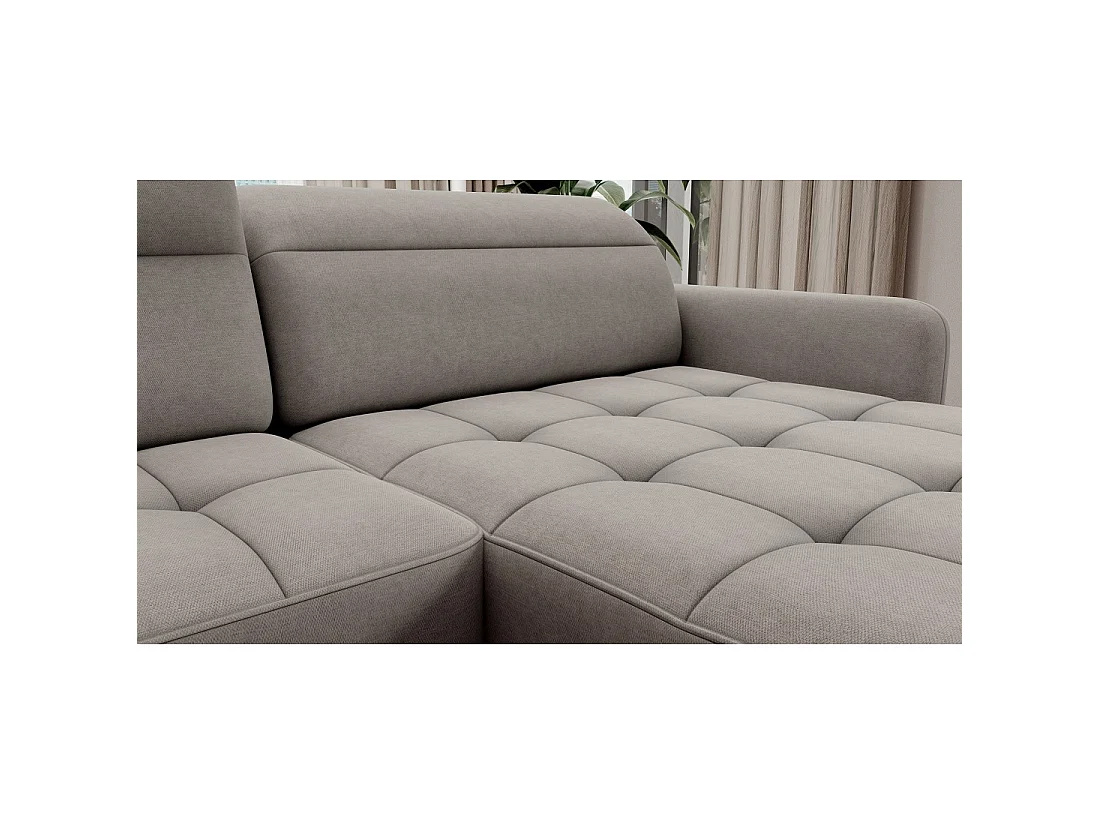 Canapé d'angle convertible BERTHO 306 cm gris clair – Angle droit avec coffre