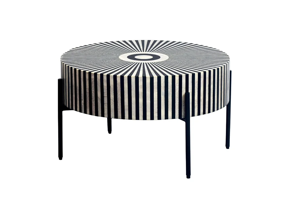Mesa baja redonda ZEBRY 64 cm negro y blanco – Diseño gráfico contemporáneo