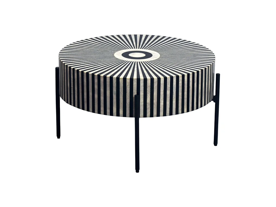 Mesa baja redonda ZEBRY 64 cm negro y blanco – Diseño gráfico contemporáneo