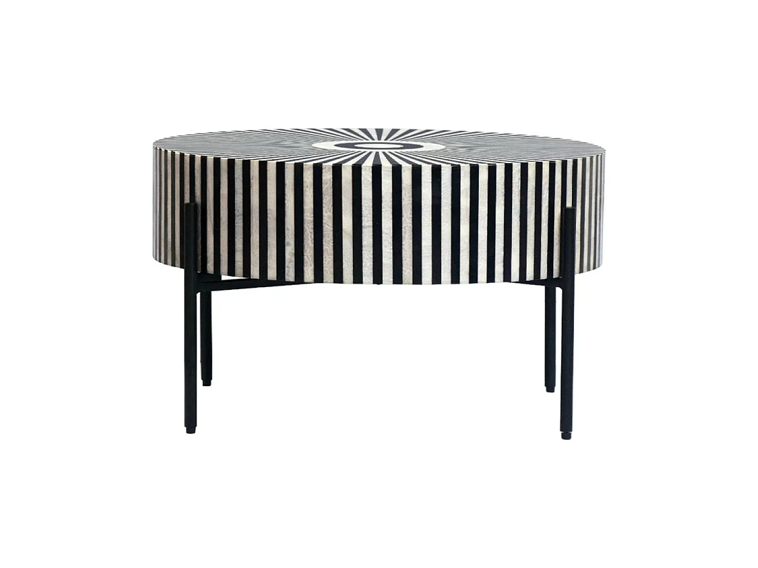 Mesa baja redonda ZEBRY 64 cm negro y blanco – Diseño gráfico contemporáneo