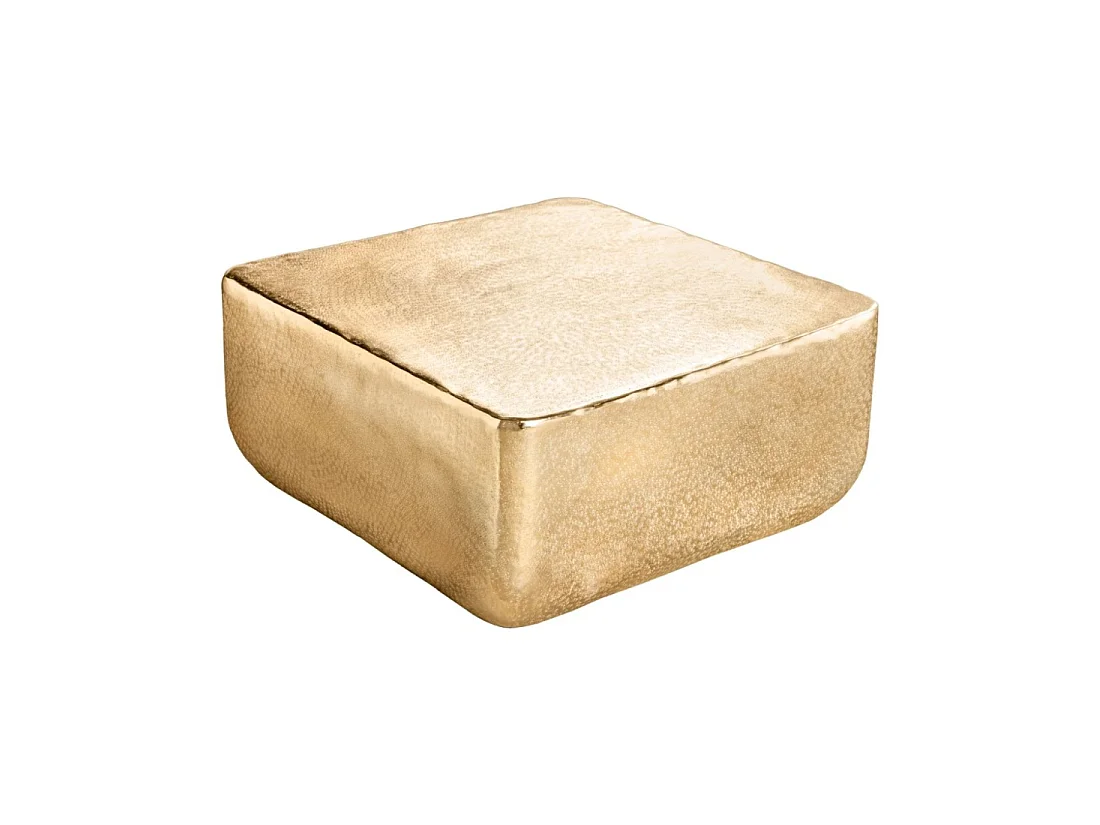 Mesa baja cuadrada AURUM 70 cm en aluminio dorado martillado – Diseño artesanal chic