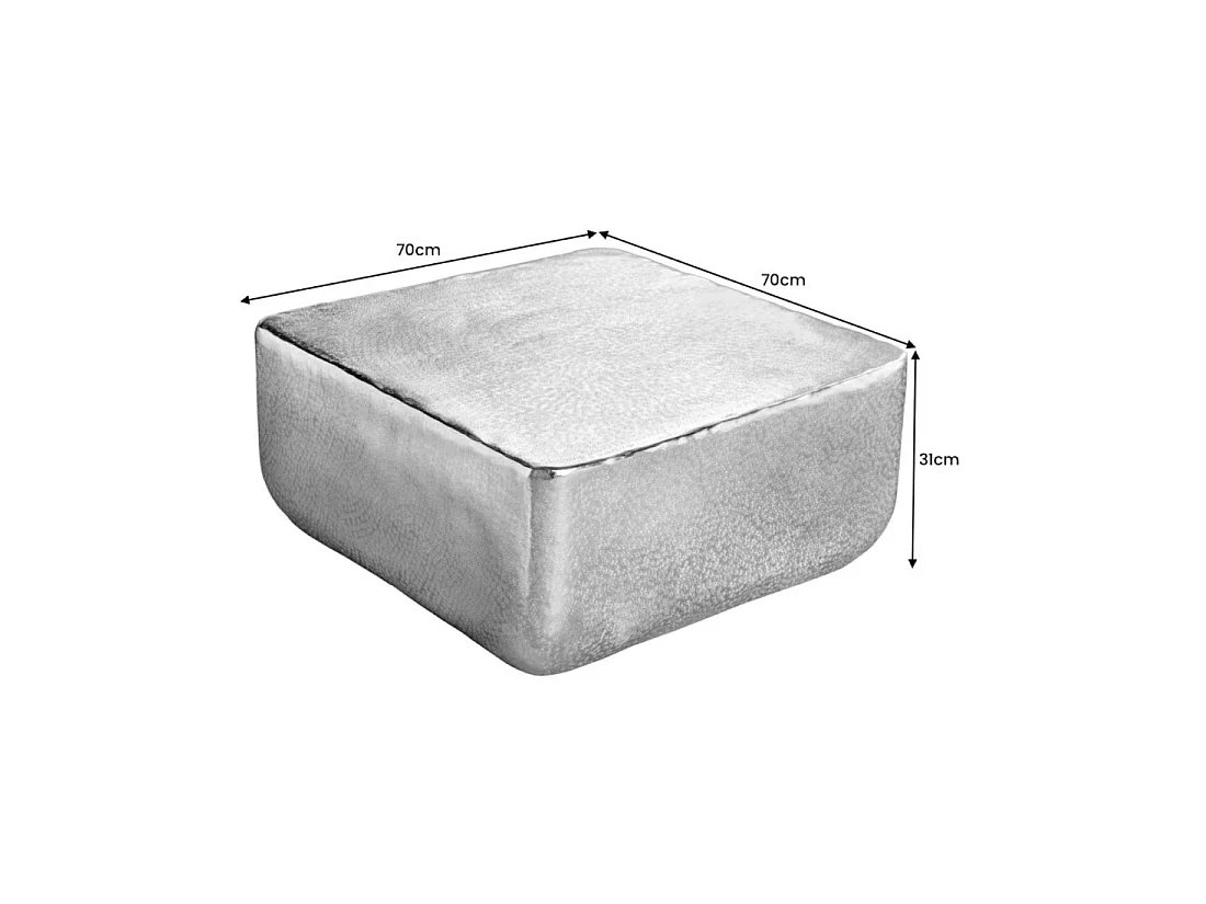 Mesa baja cuadrada AURUM 70 cm en aluminio dorado martillado – Diseño artesanal chic