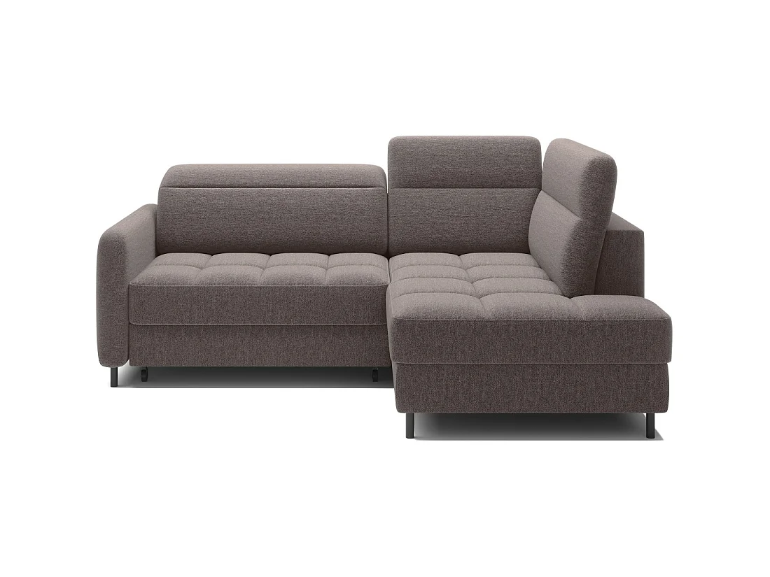 Canapé d'angle droit convertible BARNEA 208 cm marron avec rangement