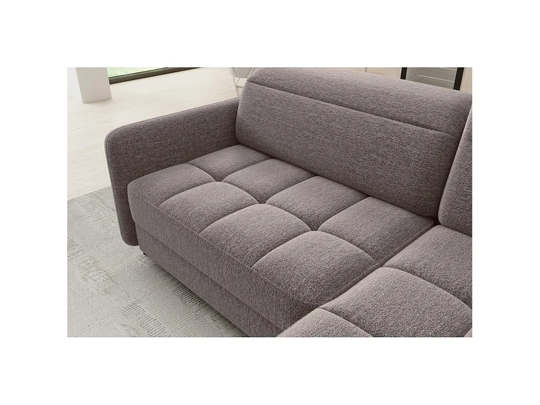 Canapé d'angle droit convertible BARNEA 208 cm marron avec rangement