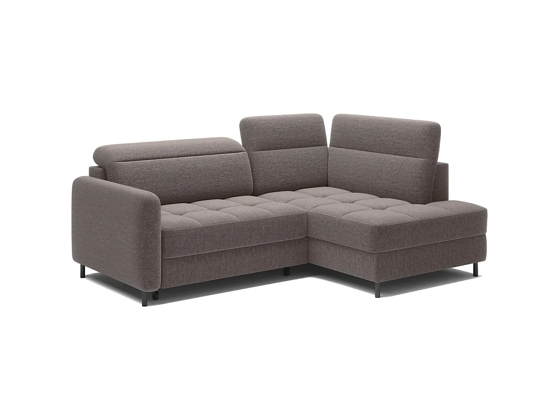 Canapé d'angle droit convertible BARNEA 208 cm marron avec rangement