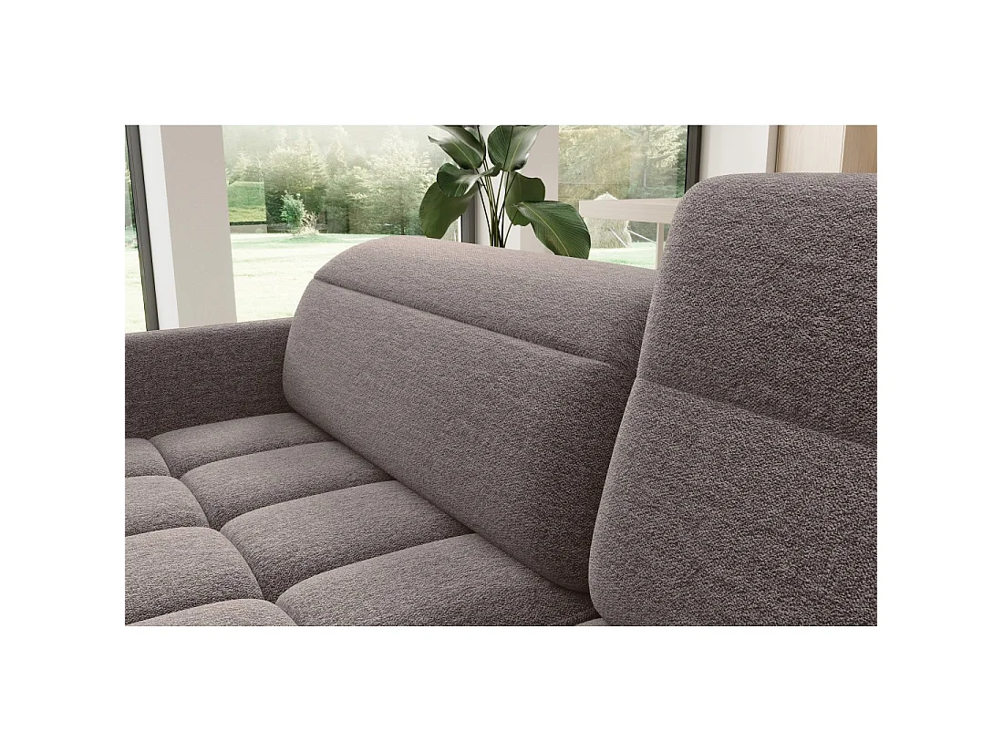 Canapé d'angle droit convertible BARNEA 208 cm marron avec rangement