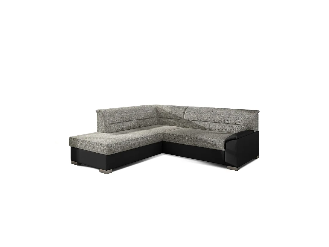 Canapé d'angle convertible TROMSO gris foncé – Angle gauche avec coffre