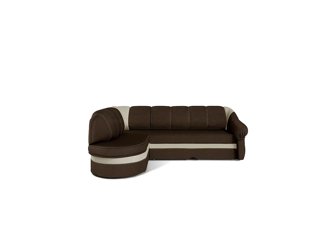 Canapé d'angle gauche convertible BENANA 250 cm marron et crème avec coffre